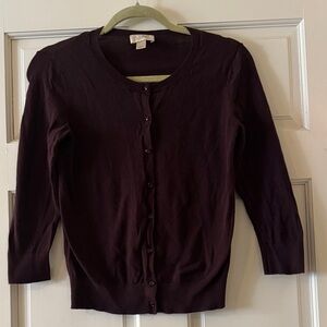 LOFT Women's Dark Purple/Burgundy Cardigan Sweater